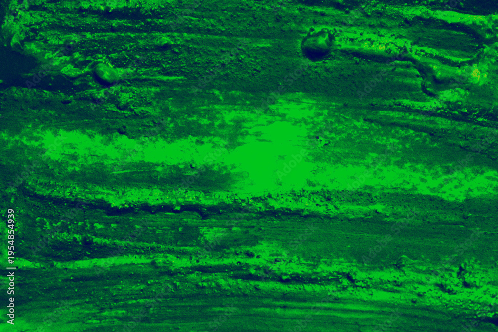 Fototapeta premium Abstract neon green texture with rough surface and grunge details. Bright toxic background with organic patterns, bold color and futuristic cyberpunk feel.