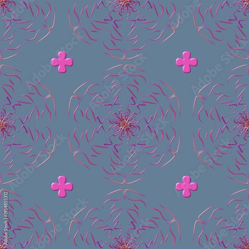 Fabric pattern, Zigzag pattern, Flower pattern design