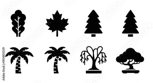 Diverse Tree Silhouettes Collection: Nature Icons