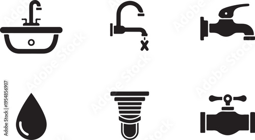 Black and white of kitchen utensils and tools isolated on white background desi