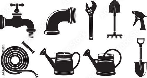 Black and white of kitchen utensils and appliances kitchen appliances cookware frying pan des