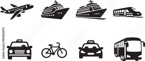 Black and white of transportation vehicles and modes airplane silhouette