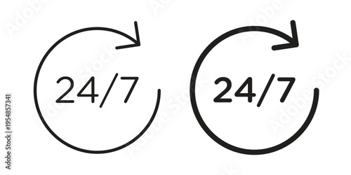 24 7 icon concept design set. Icon Element For Design