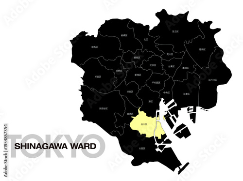 東京都品川区の位置地図 区名有り 03