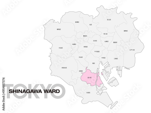 東京都品川区の位置地図 区名有り 02