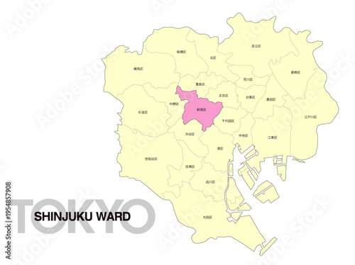 東京都新宿区の位置地図 区名有り 01