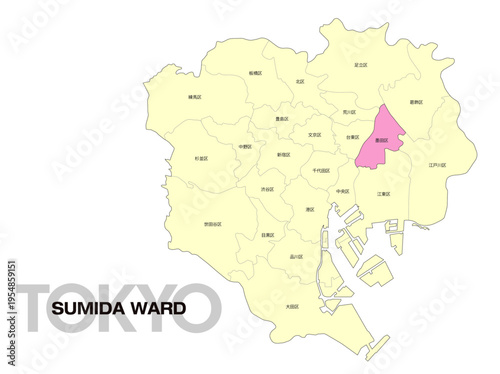東京都墨田区の位置地図 区名有り 01