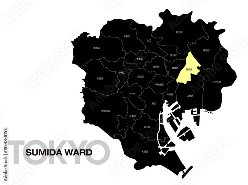 東京都墨田区の位置地図 区名有り 03