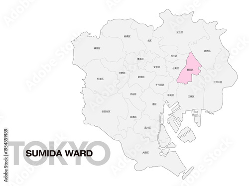 東京都墨田区の位置地図 区名有り 02
