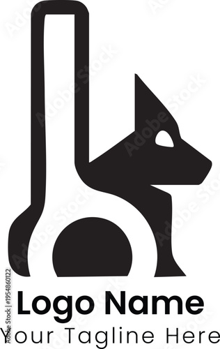 An illustration of a dog sitting next to a test tube in a laboratory setting.