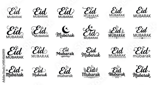 Eid Mubarak greeting card design elements