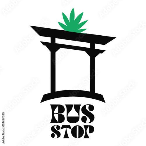 Minimalist Cannabis Bus Stop Logo Design