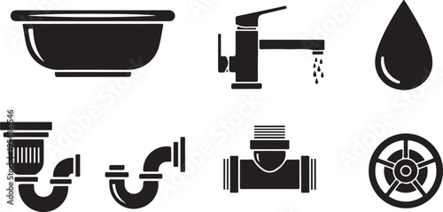 Black and white of various tools and on white background hammer wrench screwdriver de