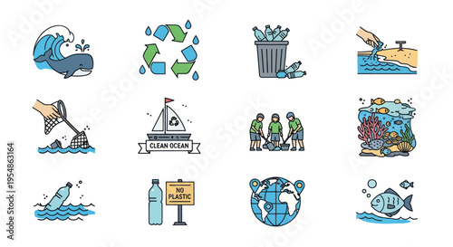 Environmental icons set for eco friendly and sustainable living