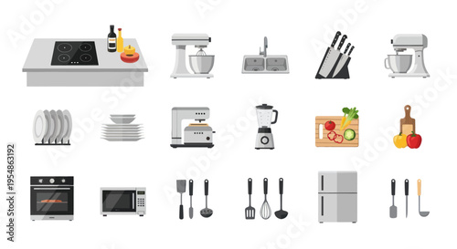 Kitchen Appliances and Utensils Collection - Flat Design Icons