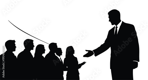 businessman presenting to a group of people