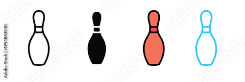 Bowling Pin Icon for Sports Competition, Bowling Alley Leisure, and Indoor Game Activity. Symbol Vector Illustration.