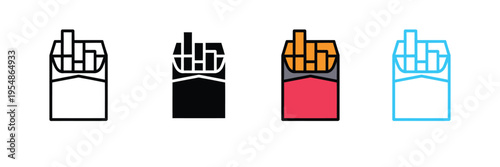 Cigarette Pack Icon for Smoking Areas, Tobacco Products, and Health Warning Signs. Symbol Vector Illustration.