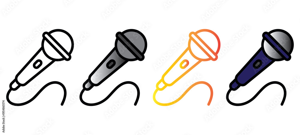 Obraz premium set of four colorful flashlights with flexible necks isolated on white background