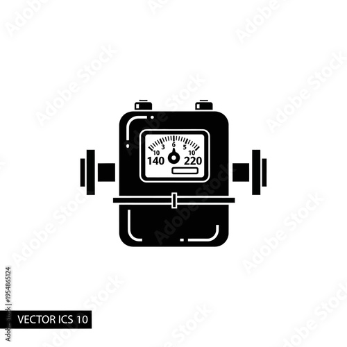 Industrial Meter Icon - A Simple Black and White Illustration of a Gas or Water Meter