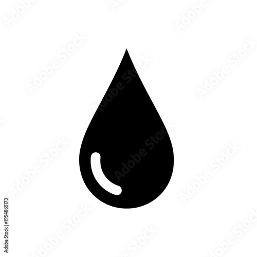 Simple black water drop icon representing a liquid or fluid element, ideal for graphic design, web interface, and digital app illustrations and symbols