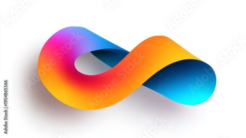 Colorful gradient möbius strip on white background