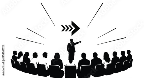businessman presenting to a group of people