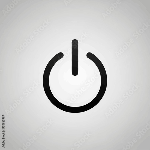 A simple black power button icon representing the concept of starting or stopping a device, set against a subtle grey background