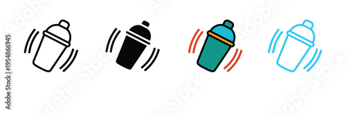 Shaking Cocktail Shaker Icon for Bar Mixology, Professional Bartender Tools, and Party Drink Preparation. Symbol Vector Illustration.