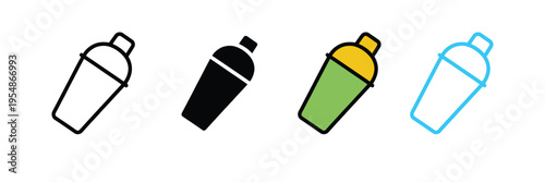 Professional Cocktail Shaker Icon for Barware Tools, Drink Mixing, and Nightlife Hospitality. Symbol Vector Illustration.