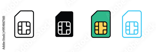 Mobile SIM Card Icon for Telecommunication, Network Connectivity, and Digital Identity. Symbol Vector Illustration.