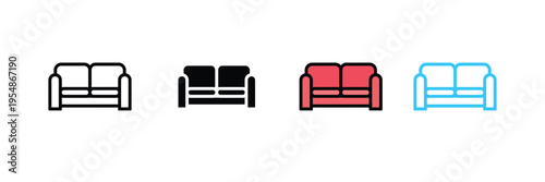 Comfortable Sofa Couch Icon for Living Room Furniture, Home Interior Design, and Seating Comfort. Symbol Vector Illustration.