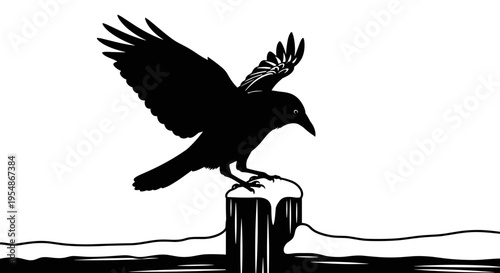 Black bird on a post 1.