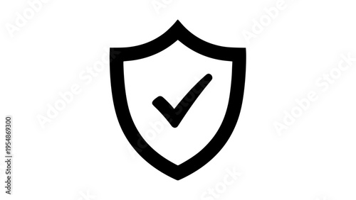 Protection shield check flat style black white icon 