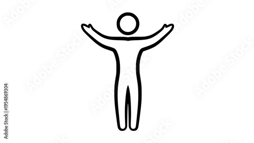 Person spread arms black white icon