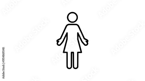 Female upright figure black white icon 