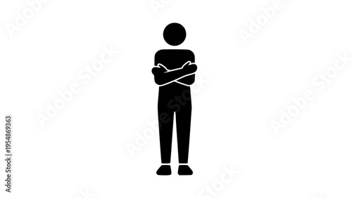 Person arms crossed gesture black white icon