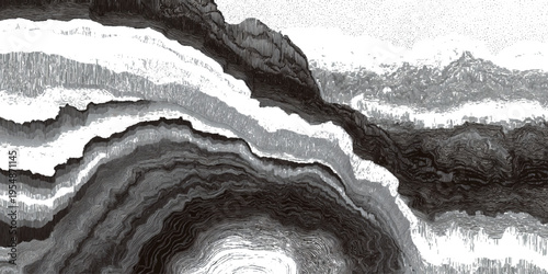 Vintage strata stone texture background. old black grunge natural rock detail.