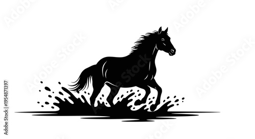 Black Horse Running Silhouette 1.