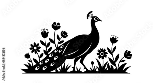 Black Peacock in the Garden.