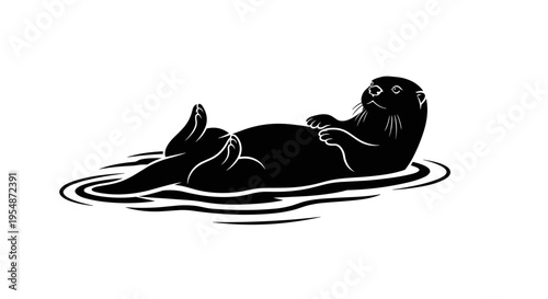 Black seal in water.