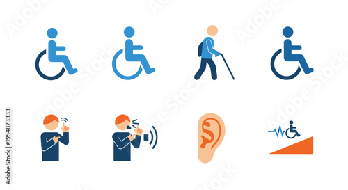 Accessibility icons for disabled people.