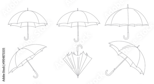 Collection of Various Open Umbrellas.