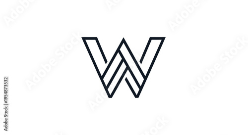 Black and white geometric letter W.