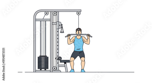 Man exercising on gym equipment machine.