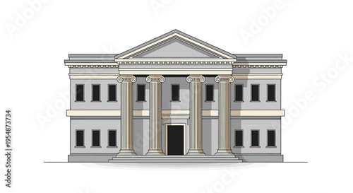 Vector illustration of a white building with columns