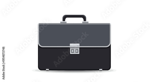 Vector briefcase icon, black and gray
