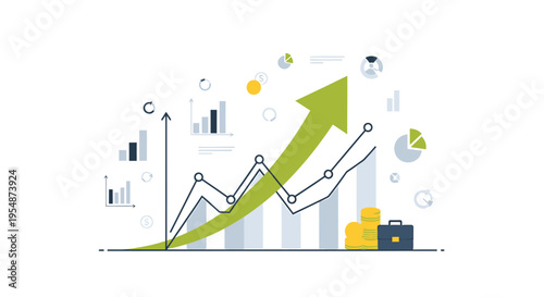Set of business growth charts and graphs vector