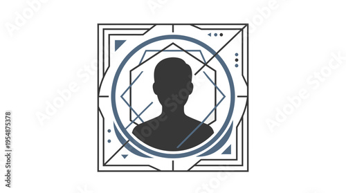 User Profile Silhouette in Geometric Frame Technology Concept