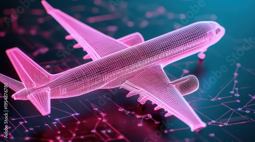 Pink airplane soars across blue sky bright pink plane traverses uniform blue backdrop